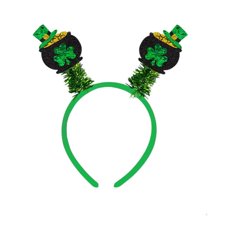 St. Patrick's Day Sequin Bow Headband Shamrock Hat Decoration Comfortable Flexible Band for Parties Events H