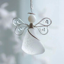 Ornement d'ange en verre de mer fait main, décoration de sapin de Noël de style bord de mer, pendentif de Noël avec corde – Idéal pour les
