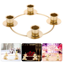 Couronne de l'Avent de Noël - Bougeoir en métal doré forgé pour bougie conique, idéal pour la décoration de table.