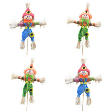 4 mini-vogelverschrikkers op een stokje als herfstdecoratie – geschikt voor de herfst, Halloween en Thanksgiving.