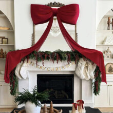 Nœud géant de Noël en velours rouge de 1,8 m pour cimier de sapin, décoration intérieure/fenêtre/cheminée – Compatible avec les thèmes des