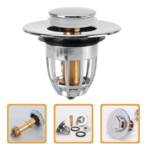 2Pcs Drain Plug Basin Plug Silver Copper Simple Design for Bathroom Users