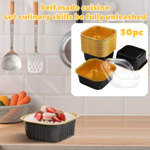 Moules à mini-gâteaux (40 pièces) avec couvercles, doublures en aluminium noir et doré, moules à brownies jetables 11,2 x 11,2 x 4 cm – Idéal
