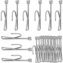 50 Metal Slip-on Drapery Hooks - Stainless Steel Curtain Pleat Hooks for Window, Door & Bathroom Curtains