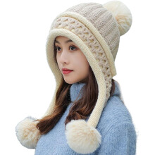 Bonnet d'hiver pour femme, cache-oreilles, style péruvien, chaud, souple, doublé polaire, 3 pompons, tricot sherpa doux, bonnet de ski