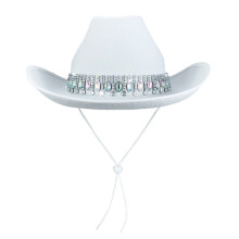 Chapéu de cowboy branco estilo clássico ocidental (1 peça)