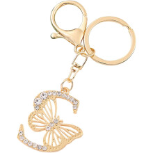 Porte-clés initiale en cristal pour femme
