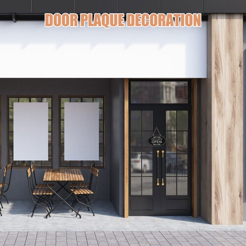 Décor Porte Bois Suspendu Ouvert Fermé Double-Face Noir 2