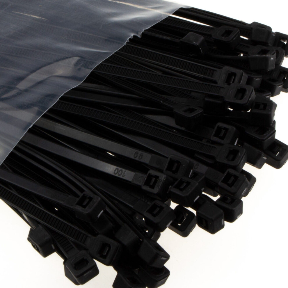 Entie Black Cable Ties 3.6Mm X 250Mm Nylon 66 Ul Approved [50 Pack] 5054338109091