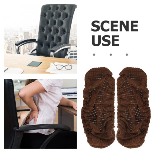 Office Chair Armrest Protectors, Coffee, Stretchable and Universal Fit, Polyester 1Pair 2