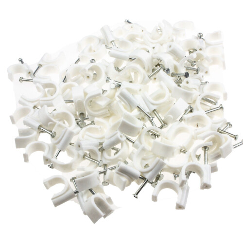 Round White 12mm Cable Clips Secure Fastenings Cables LARGE [100 Pack] 2