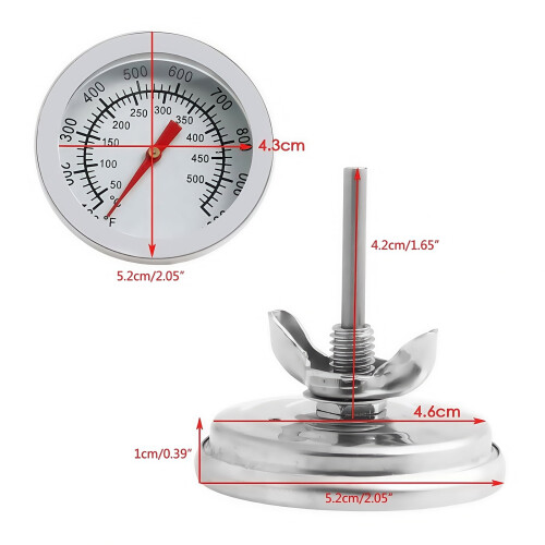 Grilltermometer i rostfritt stål, bimetalliskt, 1-pack 2