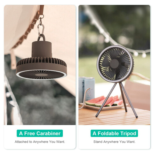 Campingventilator mit Laterne, 10000 mAh, tragbarer Stativventilator 2