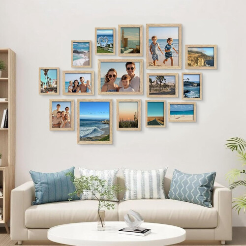 Conjunto de 15 molduras de vidro verdadeiro para fotos: 8x10, 5x7, 4x6 polegadas 1