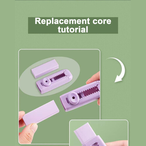 Push-Type Residue-Free Eraser Elementary Student Rolling Corrector for Precision Cleaning(Purple) 2