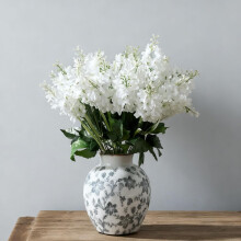 Ceramic Vintage Vase, 5.83" Retro Ice-Cracked Chinoiserie Floral Vase – Rustic Farmhouse Decor for Bookshelf, Garden, Tuscan & Gray Floral Style