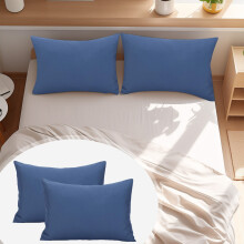Lot de 2 taies d'oreiller bleu marine (35,5 x 48 cm), ultra douces, infroissables, résistantes au rétrécissement, aux taches et à la