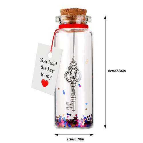 Valentinstagsgeschenkflasche mit herzförmiger Schlüsselbotschaft 2
