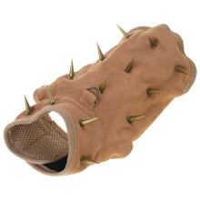 Chaleco protector de cuero para perros con remaches metálicos, tejido transpirable, equipo de seguridad para exteriores, razas pequeñas.
