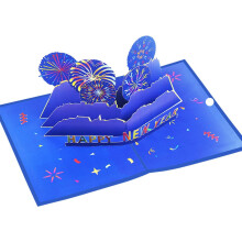Carte de vœux 3D pop-up pour le Nouvel An - Thème coloré