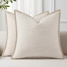 Leinen-Kissenbezüge 66 x 66 cm, Beige, 2er-Set