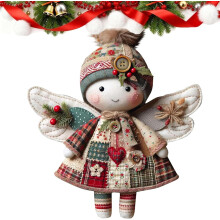 Kit de poupée ange patchwork à faire soi-même, loisir créatif de couture pour débutants, cadeau de Noël vintage en tissu et décoration pour