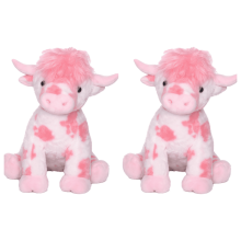 2er-Pack weiche, rosafarbene Kuh-Plüschtiere, niedliche Kuscheltierkissen für Kinder, ideales Geschenk für Mädchen zum Valentinstag/Geburtstag