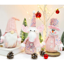Couple de gnomes suédois roses - Lot de 2 lutins en peluche Tomte Père Noël faits main avec chapeau à paillettes, longues jambes, décoration de