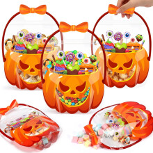 Przezroczyste torebki na upominki z dyni na Halloween z uchwytami (20 szt.)