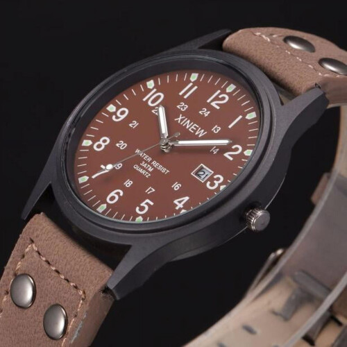 Relógio de quartzo masculino clássico com pulseira de couro, compatível com Android – AW1351-56W 1