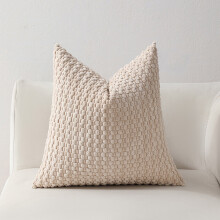 Housse de coussin décorative en velours côtelé 45 x 45 cm, douce, à rayures bohèmes, style ferme moderne, pour canapé, salon ou lit.