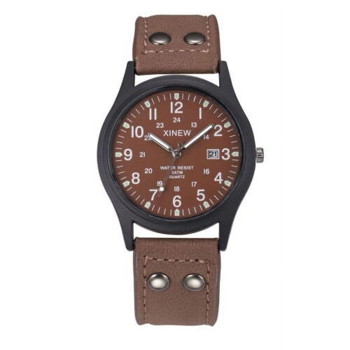 Relógio de quartzo masculino clássico com pulseira de couro, compatível com Android – AW1351-56W 2