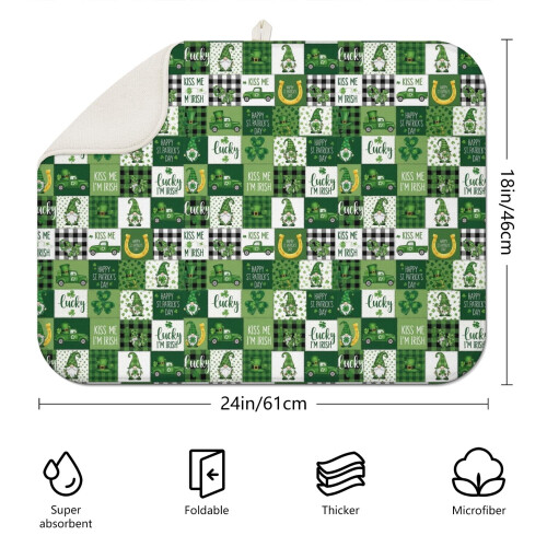 Tapete de secagem de louça em microfibra com estampa de gnomo do Dia de São Patrício, 45,7 x 61 cm (18 x 24 polegadas) 1