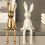 Brass Sitting Bunny Statue Gold Ceramic Electroplated 1 1