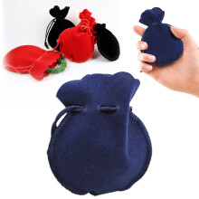 Velvet Calabash Drawstring Jewelry Pouch for Rings, Earrings, Necklaces – Travel, Wedding & Party Gift Bag (1 pc, 3")