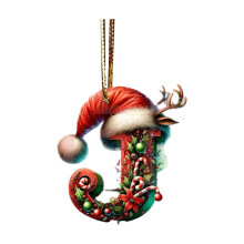 Ornements personnalisés en acrylique rouge avec initiales, 26 lettres, décoration de sapin de Noël à faire soi-même, compatibles avec les