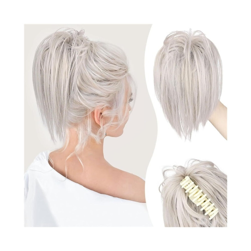 Messy Bun Hair Piece Synthetic Fibre Claw Clip Short Straight Ponytail Extension Tousled Updo Hairpiece