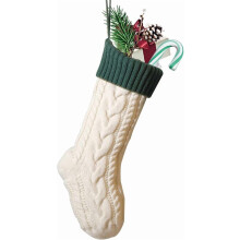 Șosete de Crăciun tricotate, verde ivoriu, 45 cm, pachet de 1