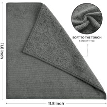 Lot de 12 chiffons de nettoyage en microfibre (30 x 30 cm), chiffons gris réutilisables pour voiture, cuisine, salle de bain et maison –