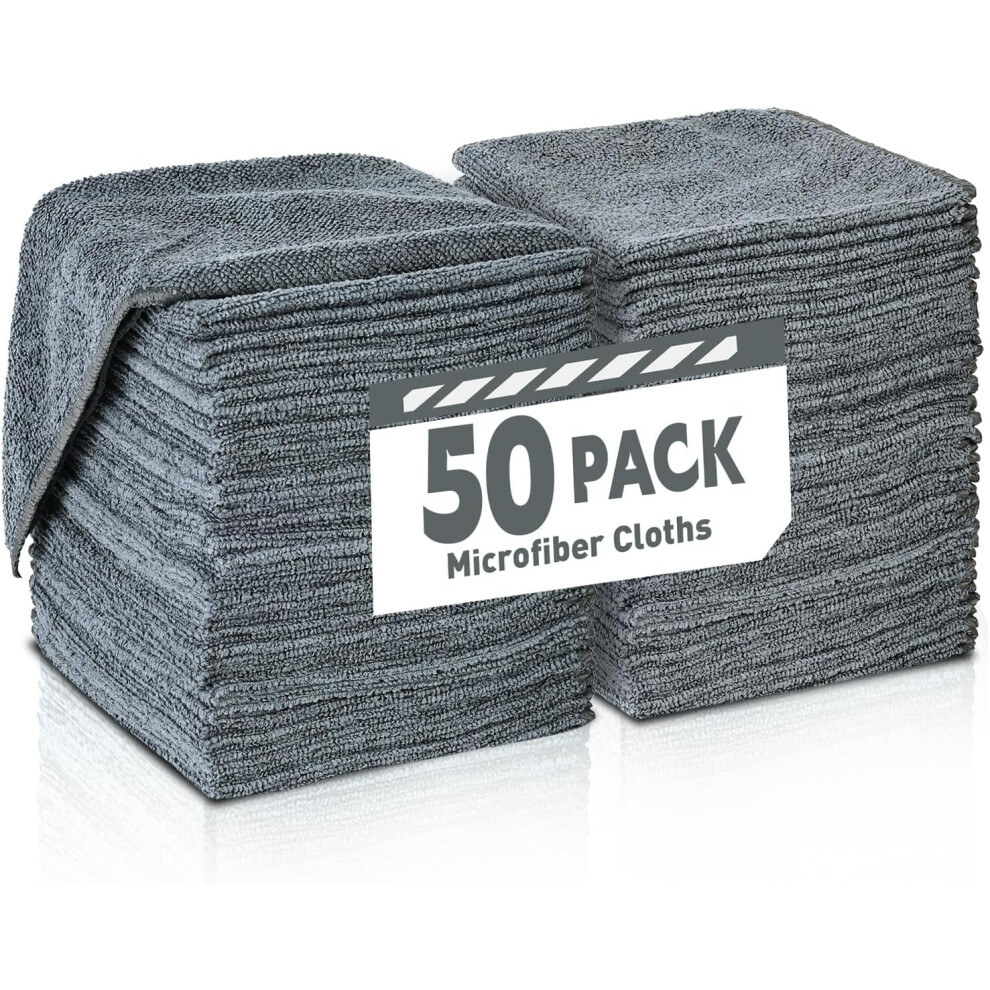 Microfiber Cleaning Cloths Bulk Pack-50 Pack, Microfiber Towels Bulk, Towels For Cars, Cleaning Rags (12X12 Inches) Gray 9071309092523