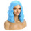 Μπλε Κοντή Σγουρή Κυματιστή Περούκα για Γυναικεία, 14" Γαλάζιο, Πλαϊνό Μέρος, 1