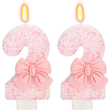 22nd Birthday Candles for Cake – Pink Bow Number 22, 2.76" Happy Birthday Cake Topper Decoration