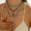 Boho-Türkis-Perlenhalsketten-Set für Damen 2