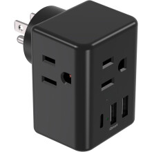 Outlet Extender Multi Plug Outlet - Wall with 3 Ports (1 C), Power Strip No Surge Protector Cruise Ship Essentials for Travel, Camping and Dorm