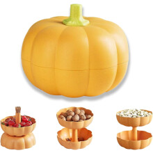 Pumpkin Snack Holder with Lid – Halloween Candy Bowl & Popcorn Tray (Yellow)