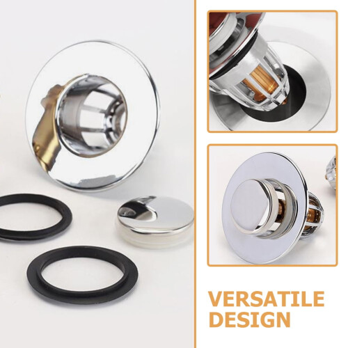 2Pcs Drain Plug Basin Plug Silver Copper Simple Design for Bathroom Users 2