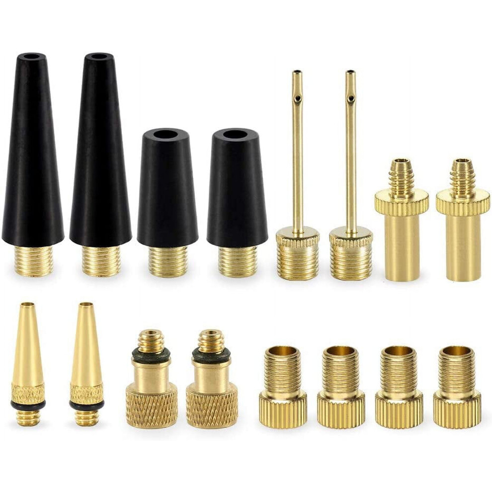 Yasi 16Pcs Brass Presta/Schrader Valve Adaptors, Ball Pump Needle & Toy Nozzle For Standard Pump Or Air Compressor 9071309092639