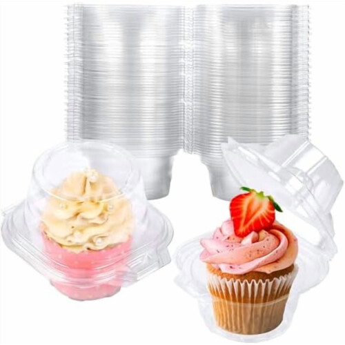 Plastbeholdere til cupcakes, 150-pakning, stabelbare, dype kuppelformede