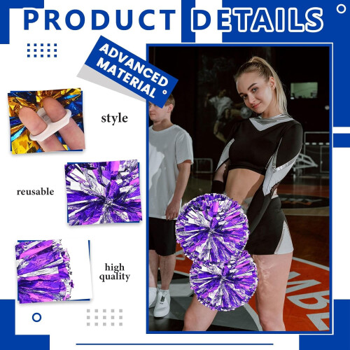 8 metallic cheer pompons van 30 cm met ringvorm 2