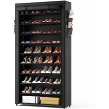 Étagère à chaussures en métal à 10 niveaux empilable pour 50 à 55 paires